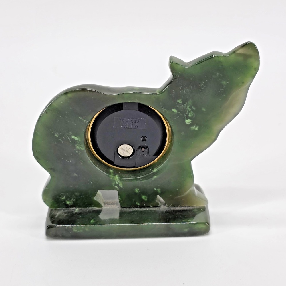 British Columbia Canadian Jade Bear Clock Hand Carved BC Nephrite Green Stone - Picture 4 of 10